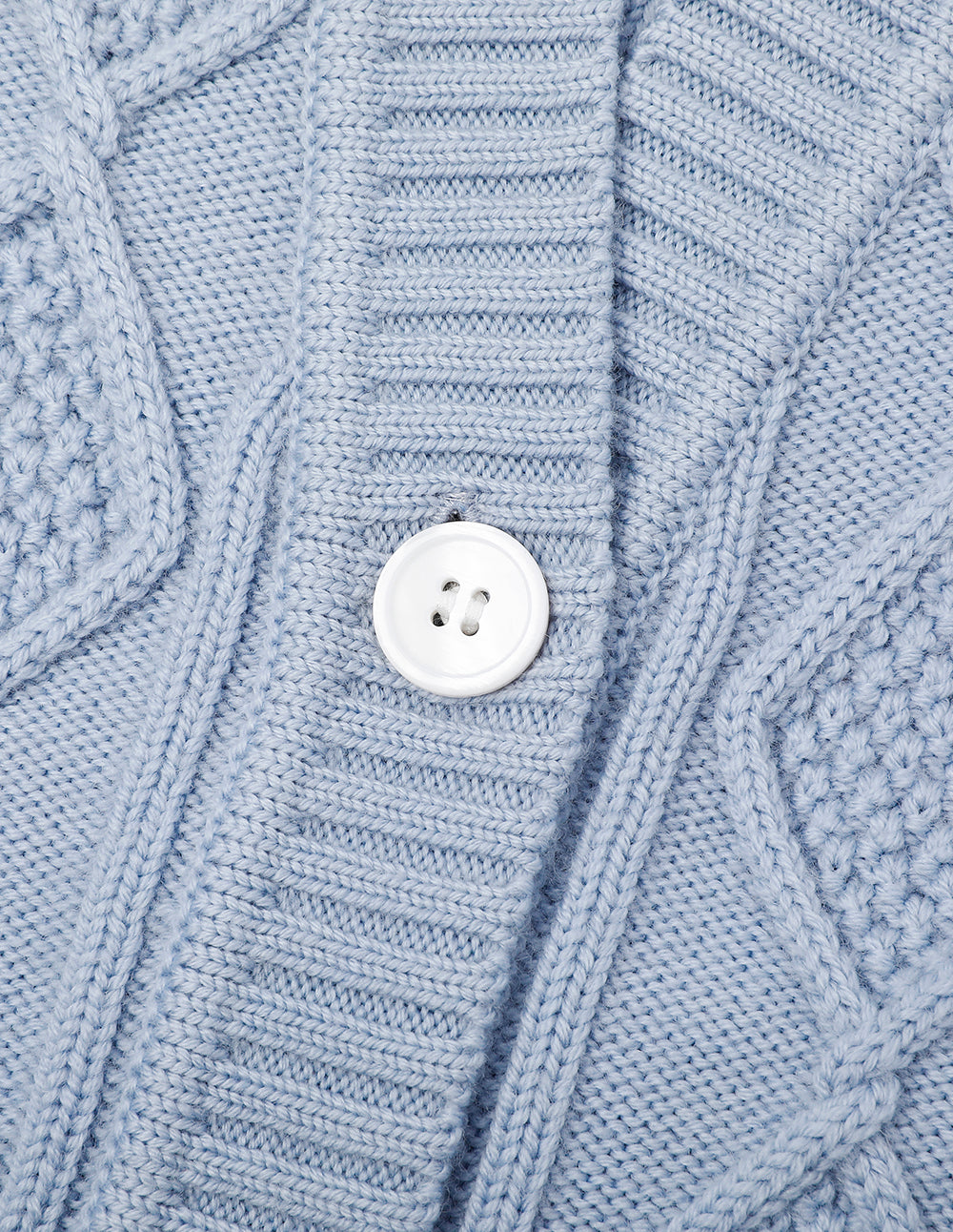 MARYLING Foggy Blue V-Neck Tied Waist Double Bag Knitted Cardigan