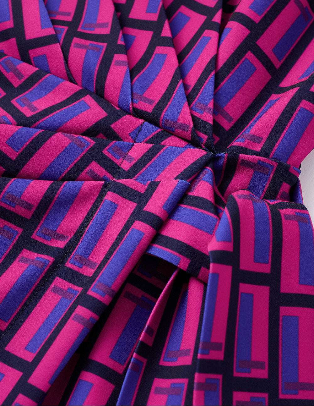 MARYLING blue and red plaid knitted V-neck slim fit dress