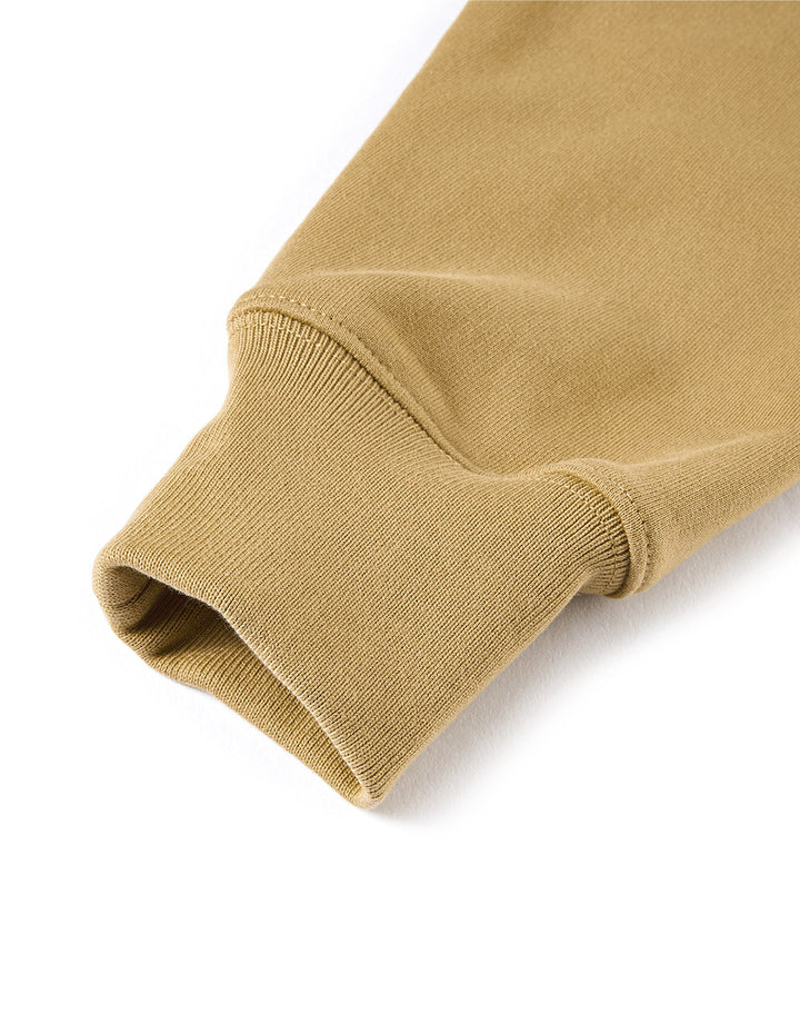 Maryling Beige Loose Design M Badge Sweater