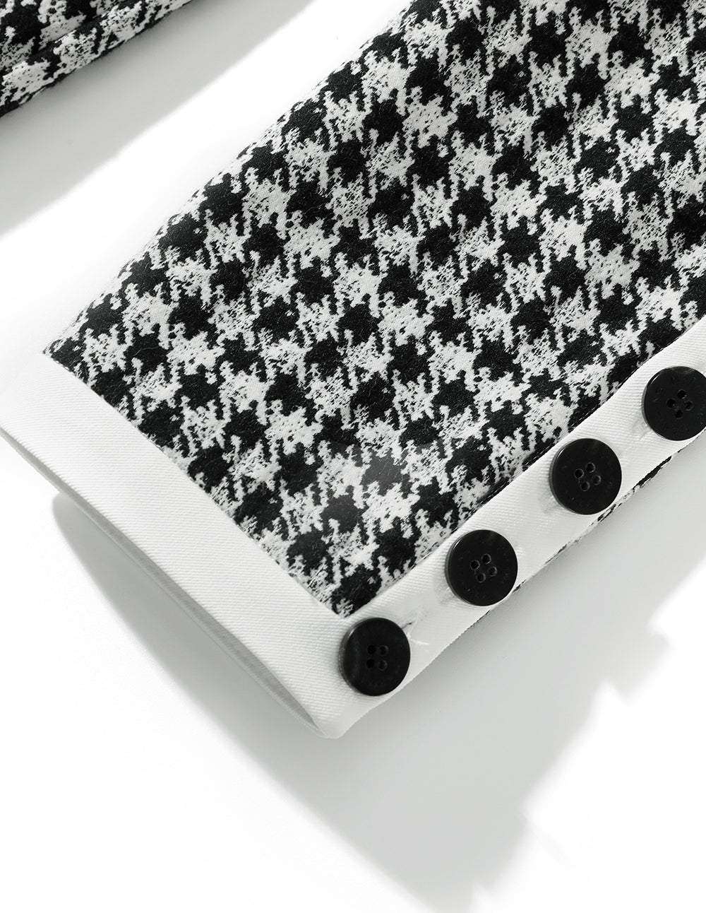 MARYLING Black and white houndstooth contrast color fringe dress