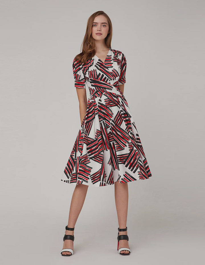 MARYLING V-Neck Puffed Sleeves Dress