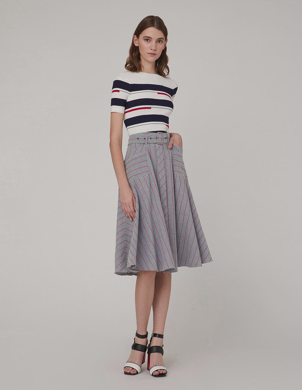 MARYLING Striped A-hem skirt