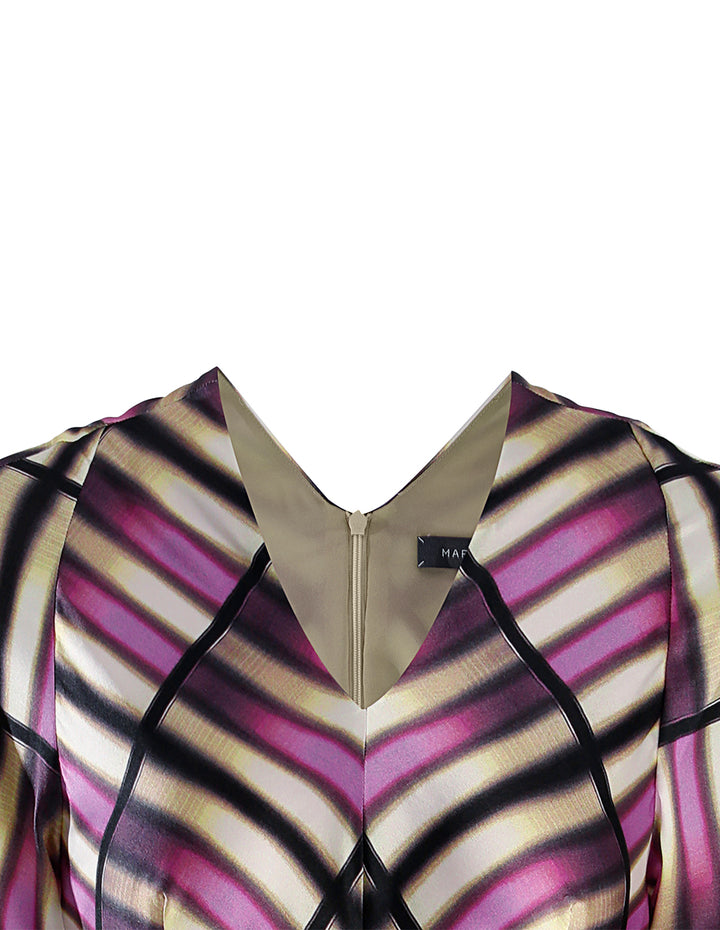 MARYLING Pink plaid silk print dress