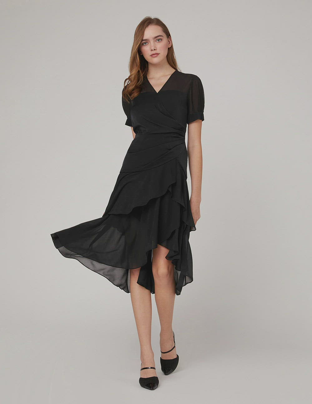 MARYLING Black noble stitching skirt dress