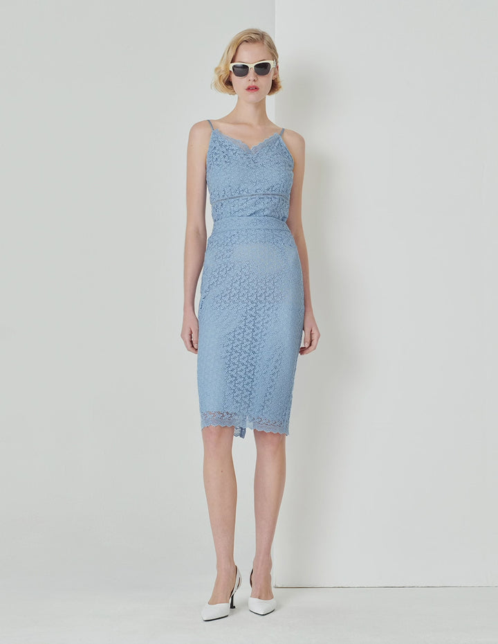 MARYLING Water Wave Blue Lace Suspender Top