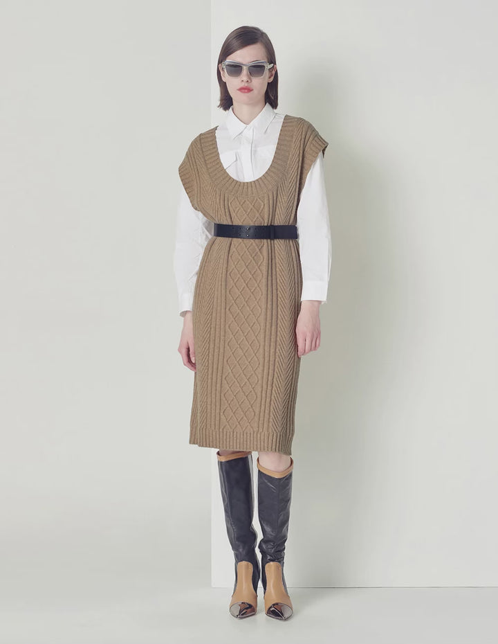 MARYLING Beige Sleeveless Knit Dress