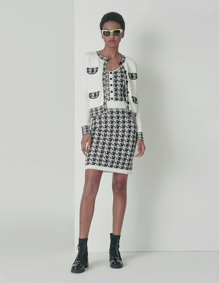MARYLING Houndstooth Jacquard Knitted Apron Dress