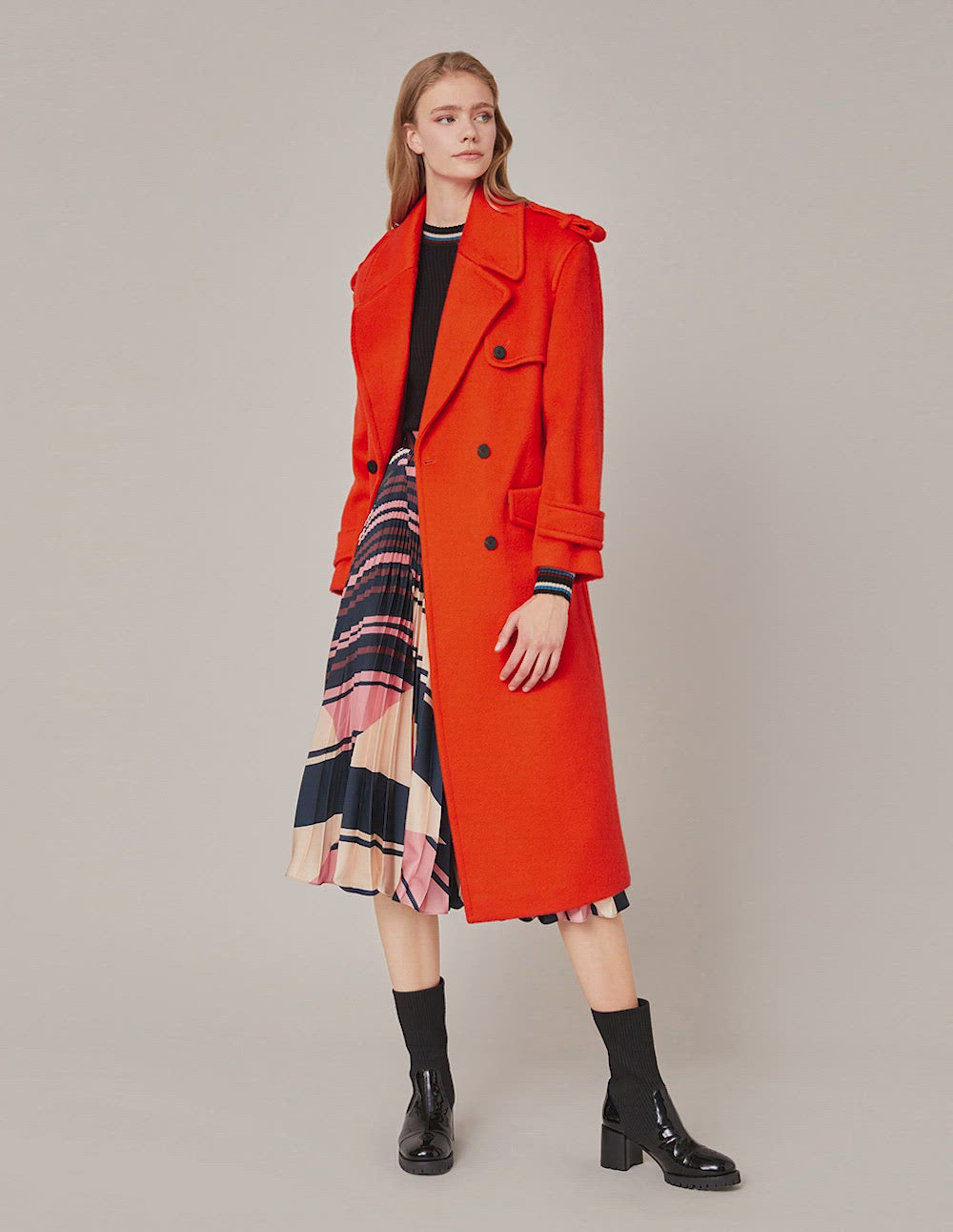 MARYLING Notch Lapel Double-Breasted Coat