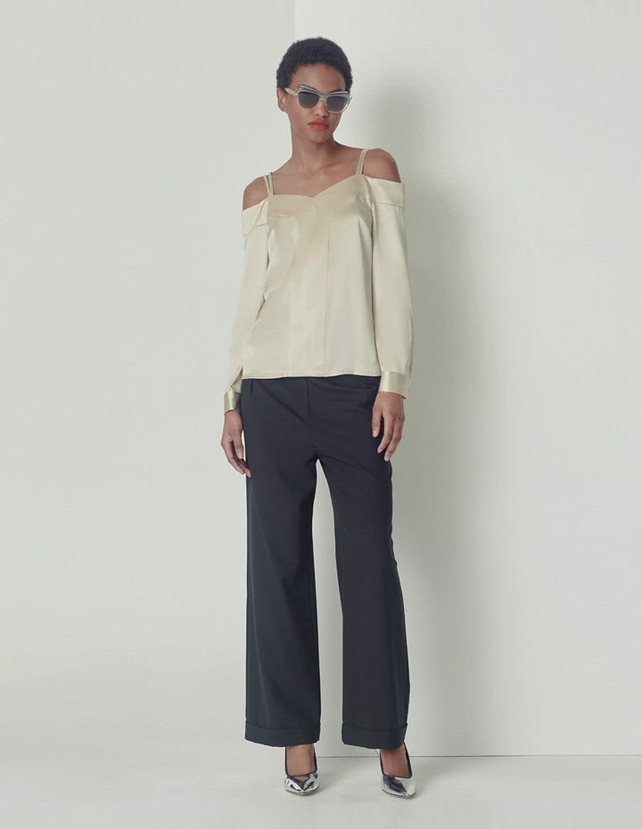 MARYLING Off-Shoulder Long Sleeves Strap Top