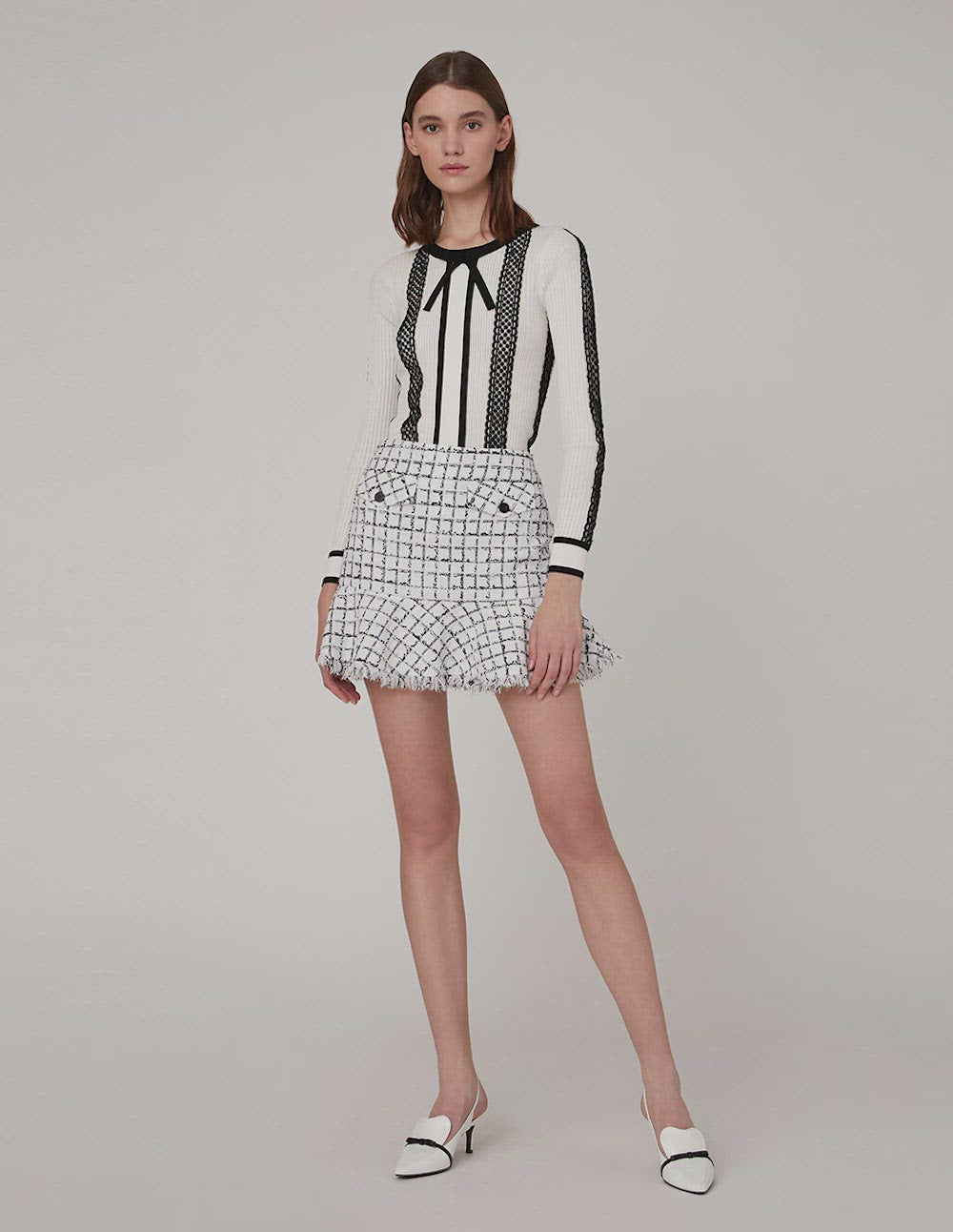 MARYLING Checked Tweed Mini Skirt