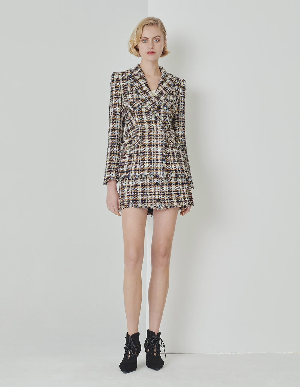 MARYLING Tweed A-Line With Tassel Mini Skirt
