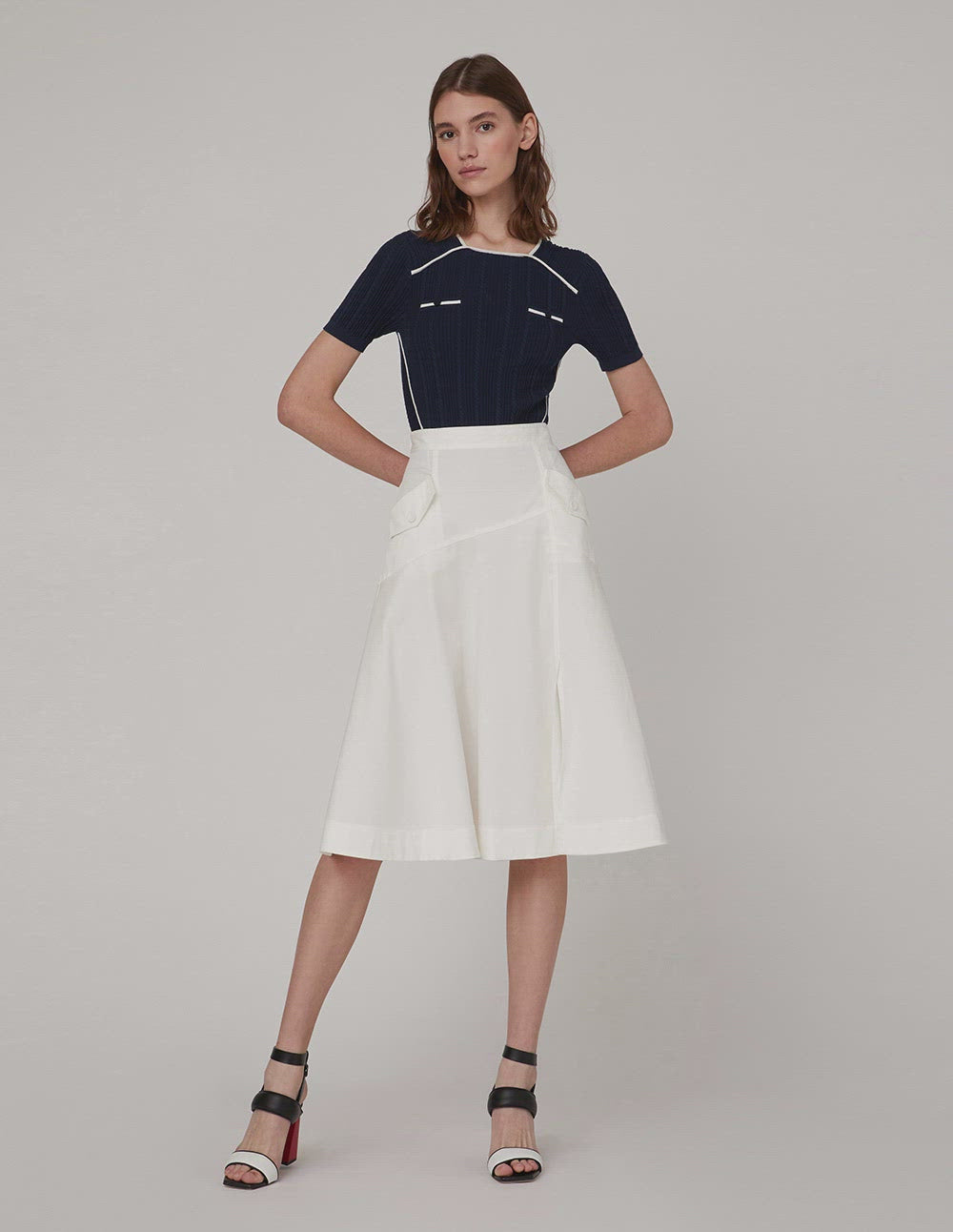 MARYLING Off-white tencel denim skirt