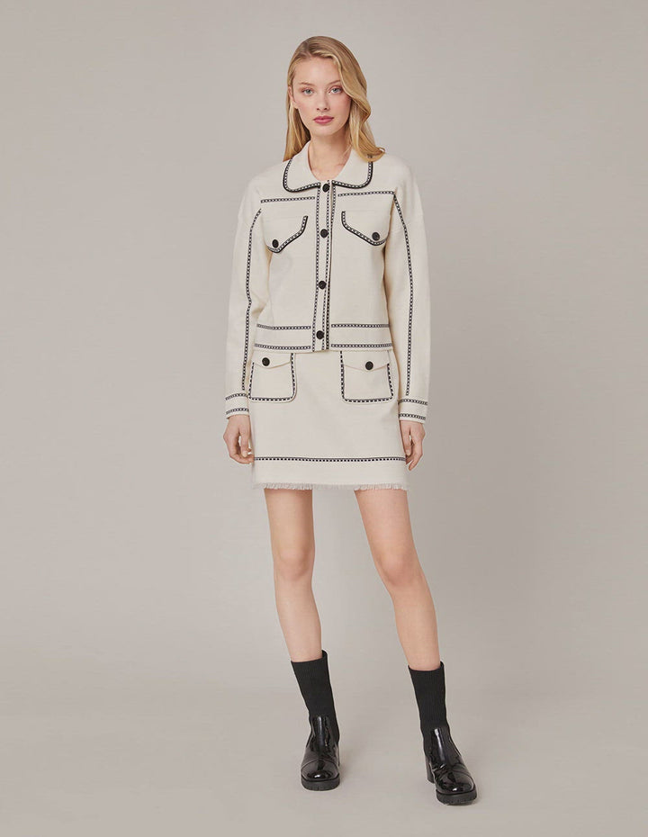 MARYLING Contrast Stitching Knitted Skirt