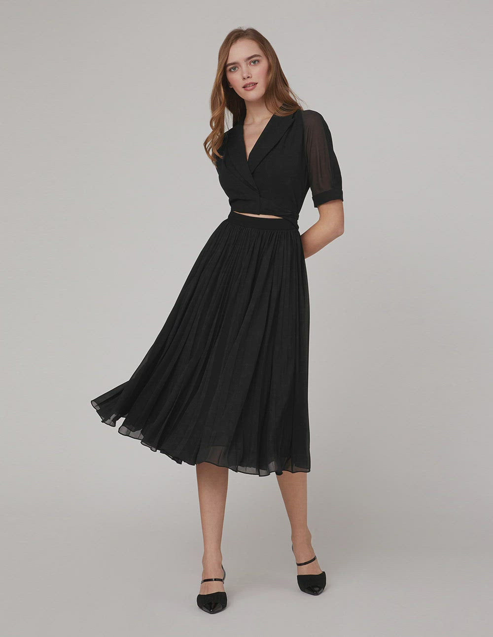 MARYLING Ruffled Suit Collar Dress