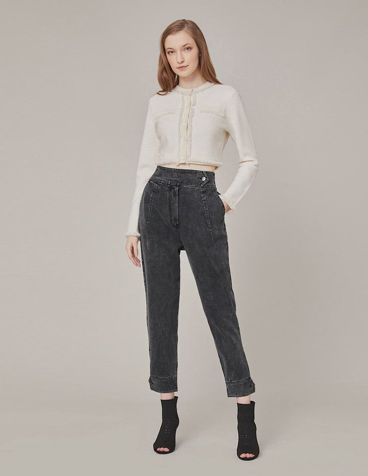 MARYLING High-Waist Medium Wash Rolled Hem Jeans